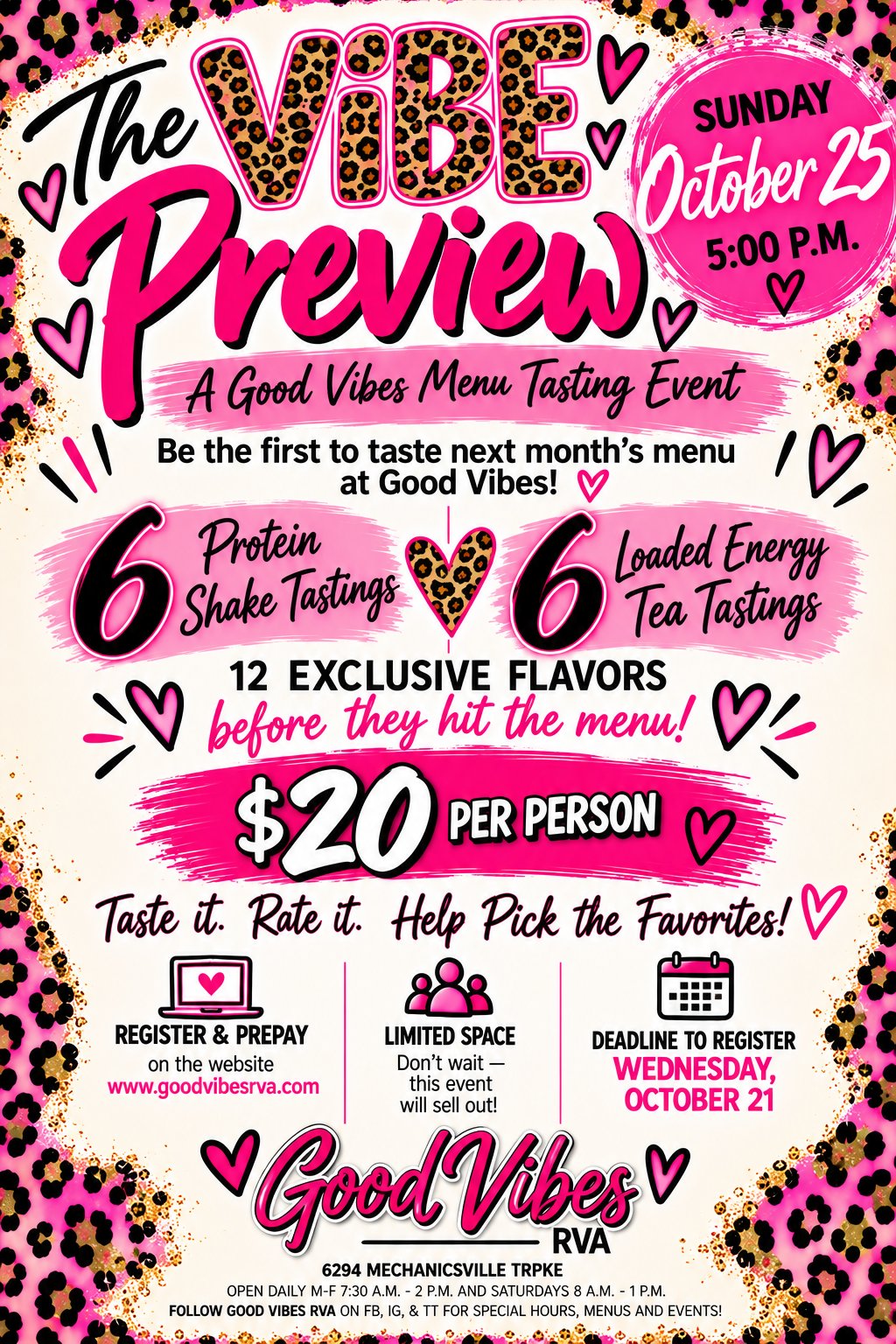 The Vibe Preview — Menu Tasting flyer